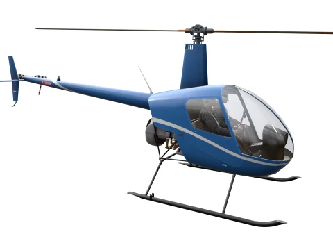 Helicopter Robinson R22 Blue Basic Animation --34-- 3D Model