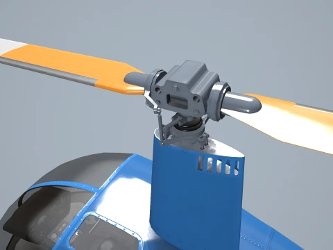 Helicopter Robinson R22 Blue Basic Animation --34-- 3D Model