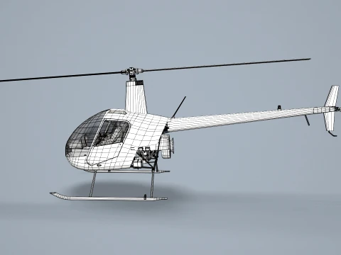 Helicopter Robinson R22 Blue Basic Animation --34-- 3D Model