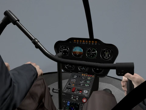 Helicopter Robinson R22 Blue Complex Animation --34-- 3D Model