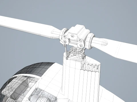 Helicopter Robinson R22 Blue Complex Animation --34-- 3D Model