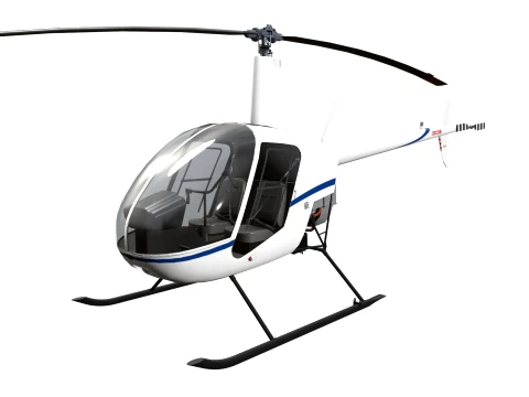 Helicopter Robinson R22 White Static --35-- 3D Model