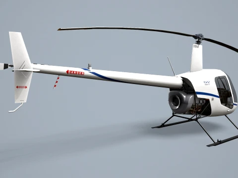 Helicopter Robinson R22 White Static --35-- 3D Model