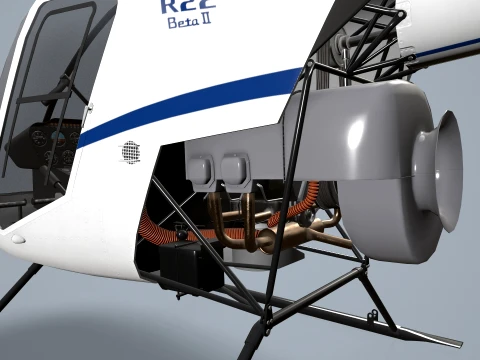 Helicopter Robinson R22 White Static --35-- 3D Model