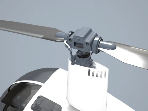 Helicopter Robinson R22 White Static --35-- 3D Model
