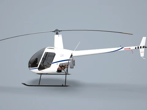 Helicopter Robinson R22 White Static --35-- 3D Model