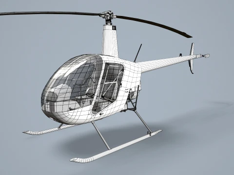 Helicopter Robinson R22 White Static --35-- 3D Model