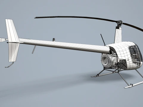Helicopter Robinson R22 White Static --35-- 3D Model