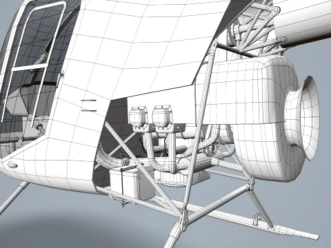 Helicopter Robinson R22 White Static --35-- 3D Model