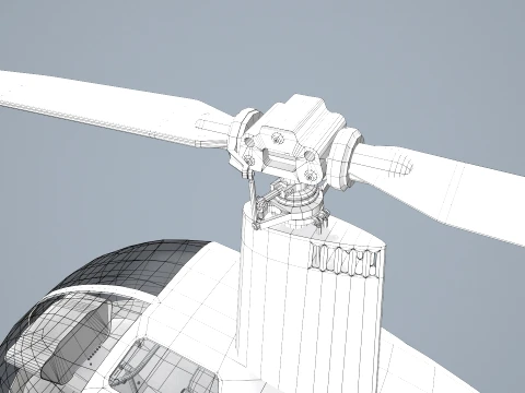 Helicopter Robinson R22 White Static --35-- 3D Model