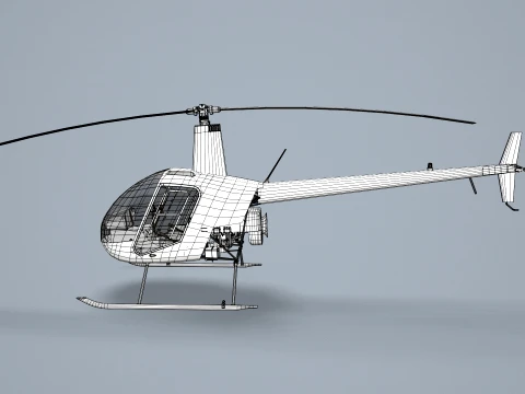 Helicopter Robinson R22 White Static --35-- 3D Model