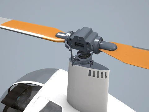Helicopter Robinson R22 White Complex Animation --35-- 3D Model
