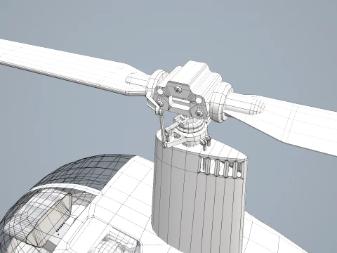 Helicopter Robinson R22 White Complex Animation --35-- 3D Model
