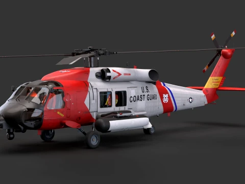 Helicopter MH-60J Jay Hawk Basic Aniamtion --106-- 3D Model