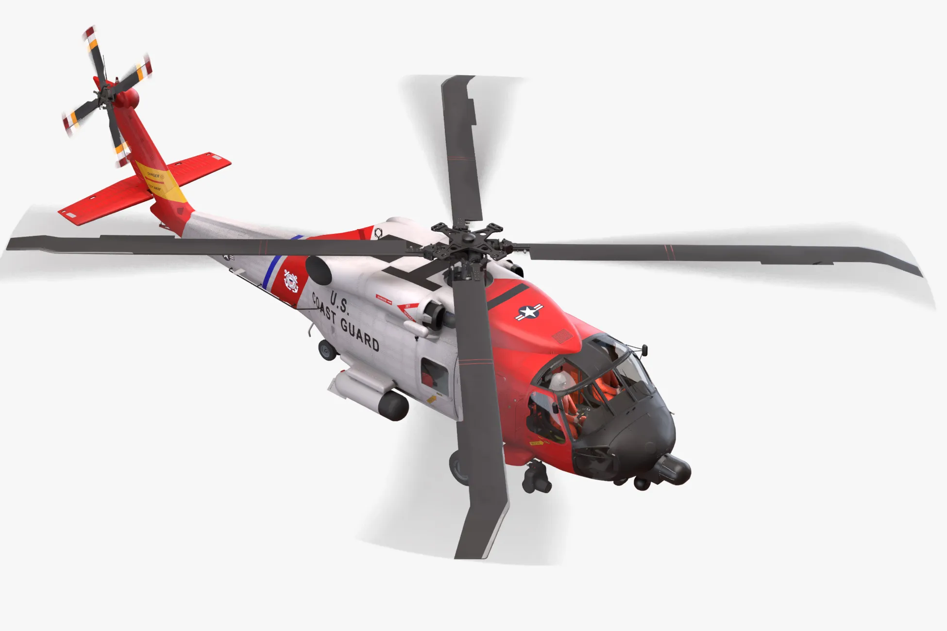 Helicopter MH-60J Jay Hawk Complex Animation --106-- 3D Model .c4d .max .obj .3ds .fbx .stl .blend 