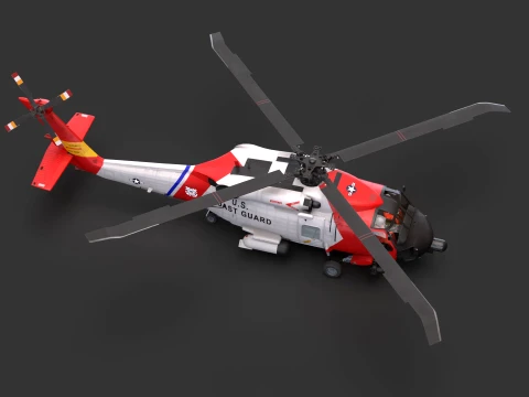 Helicopter MH-60J Jay Hawk Complex Animation --106-- 3D Model