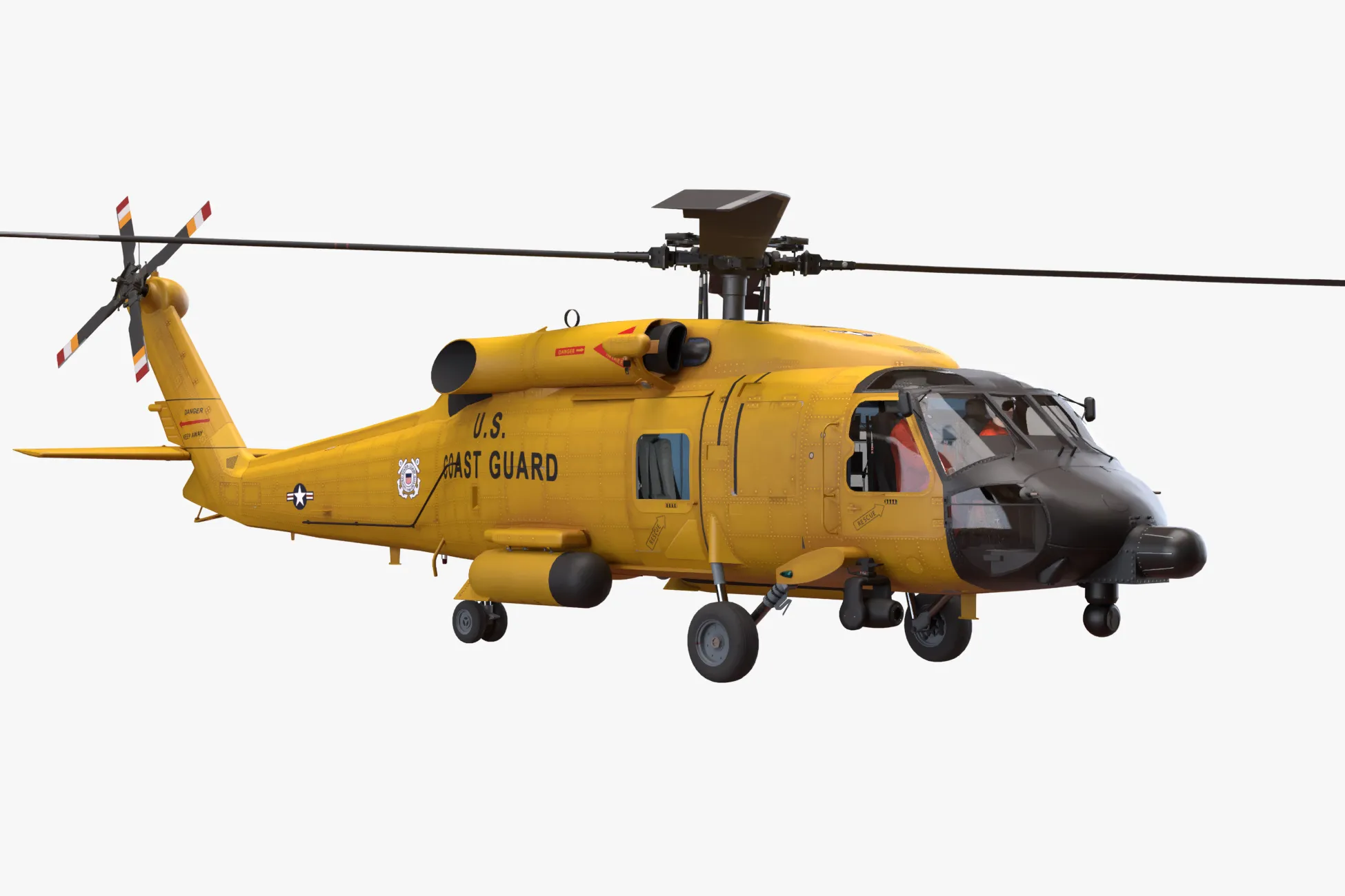 Helicopter MH-60T Jay Hawk Basic Animation --107-- 3D Model .c4d .max .obj .3ds .fbx .stl .blend 