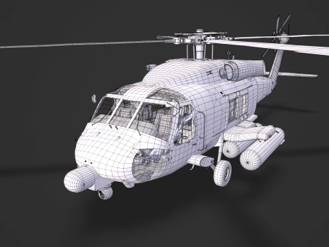 Helicopter MH-60T Jay Hawk Basic Animation --107-- 3D Model