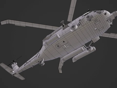 Helicopter MH-60T Jay Hawk Basic Animation --107-- 3D Model