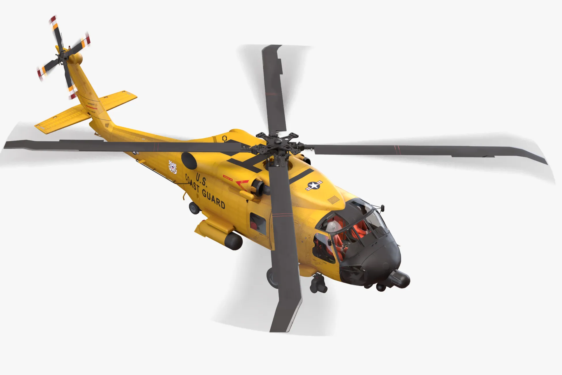 Helicopter MH-60T Jay Hawk Complex Animation --107-- 3D Model .c4d .max .obj .3ds .fbx .stl .blend 