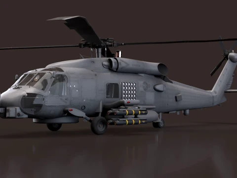 Helicopter MH-60R Sea Hawk Complex Animation --127-- 3D Model