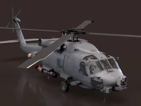 Helicopter MH-60R Sea Hawk Complex Animation --127-- 3D Model