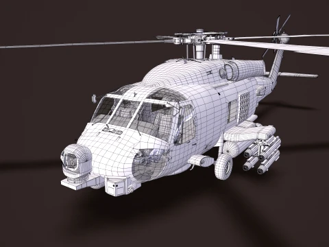 Helicopter MH-60R Sea Hawk Complex Animation --127-- 3D Model