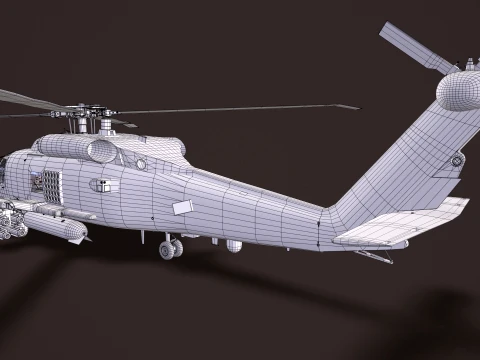 Helicopter MH-60R Sea Hawk Complex Animation --127-- 3D Model