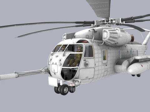 CH-53E Super Stallion Blank Livery Complex Animation --255-- 3D Model