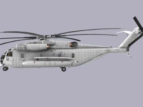 CH-53E Super Stallion Blank Livery Complex Animation --255-- 3D Model