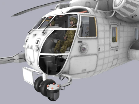 CH-53E Super Stallion Blank Livery Complex Animation --255-- 3D Model