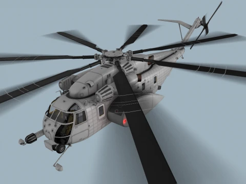 MH-53E Sea Dragon Blank Livery Complex Animation --257-- 3D Model