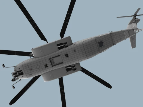 MH-53E Sea Dragon Blank Livery Complex Animation --257-- 3D Model
