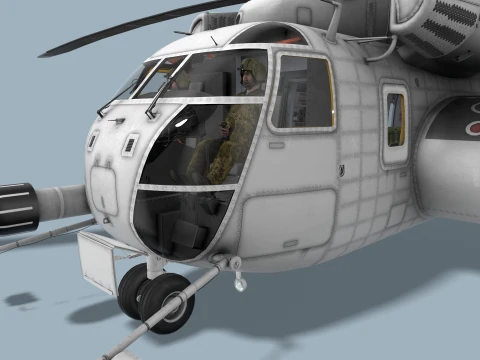 MH-53E Sea Dragon Blank Livery Complex Animation --257-- 3D Model
