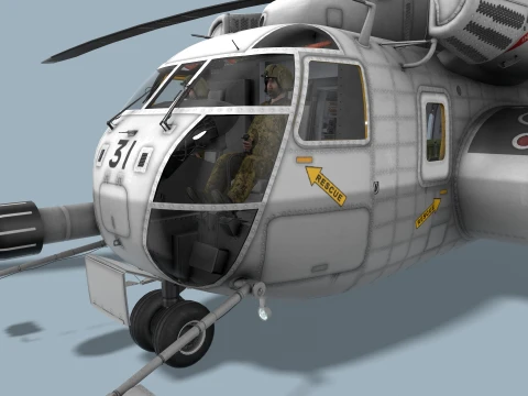 MH-53E Sea Dragon JMSDF Complex Animation --258-- 3D Model