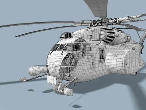 MH-53E Sea Dragon JMSDF Complex Animation --258-- 3D Model