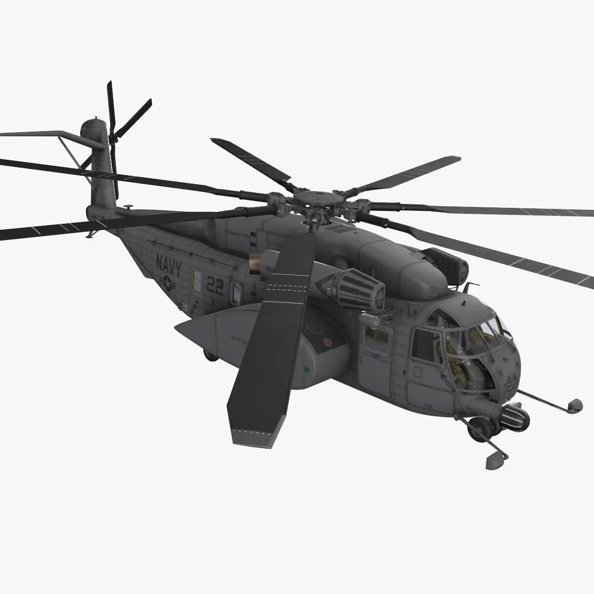 MH-53E Sea Dragon US Navy Basic Animation --259-- 3D Model .c4d .max .obj .3ds .fbx .stl .blend