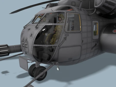 MH-53E Sea Dragon US Navy Basic Animation --259-- 3D Model