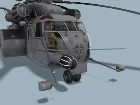 MH-53E Sea Dragon US Navy Basic Animation --259-- 3D Model