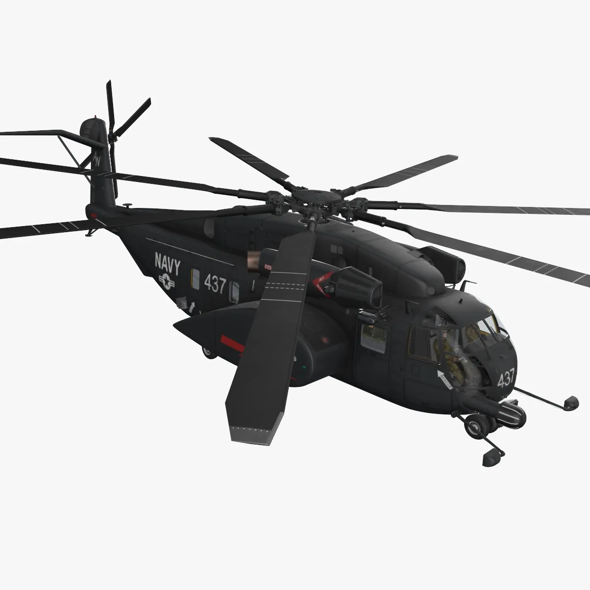 MH-53E Sea Dragons US Navy Basic Aniamtion --260-- 3D Model .c4d .max .obj .3ds .fbx .stl .blend 