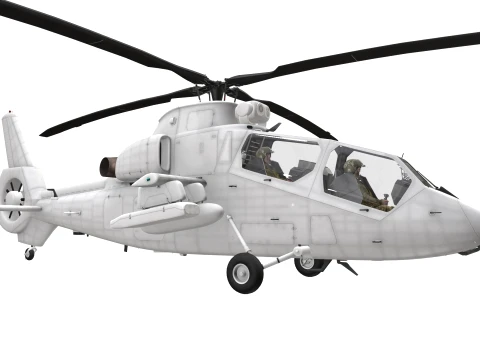 Helicopter OH-1 Ninja Blank Livery Complex Animation --443-- 3D Model