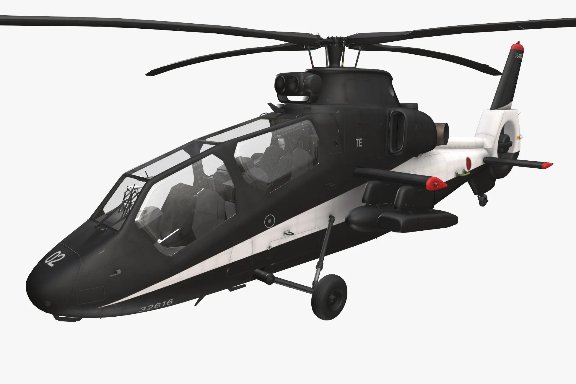 Helicopter OH-1 Ninja JGSDF Black Static --445-- 3D Model .c4d .max .obj .3ds .fbx .stl .blend 