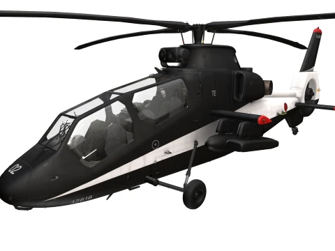Helicopter OH-1 Ninja JGSDF Black Static --445-- 3D Model