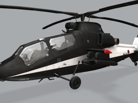 Helicopter OH-1 Ninja JGSDF Black Static --445-- 3D Model