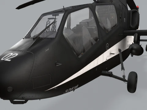 Helicopter OH-1 Ninja JGSDF Black Static --445-- 3D Model