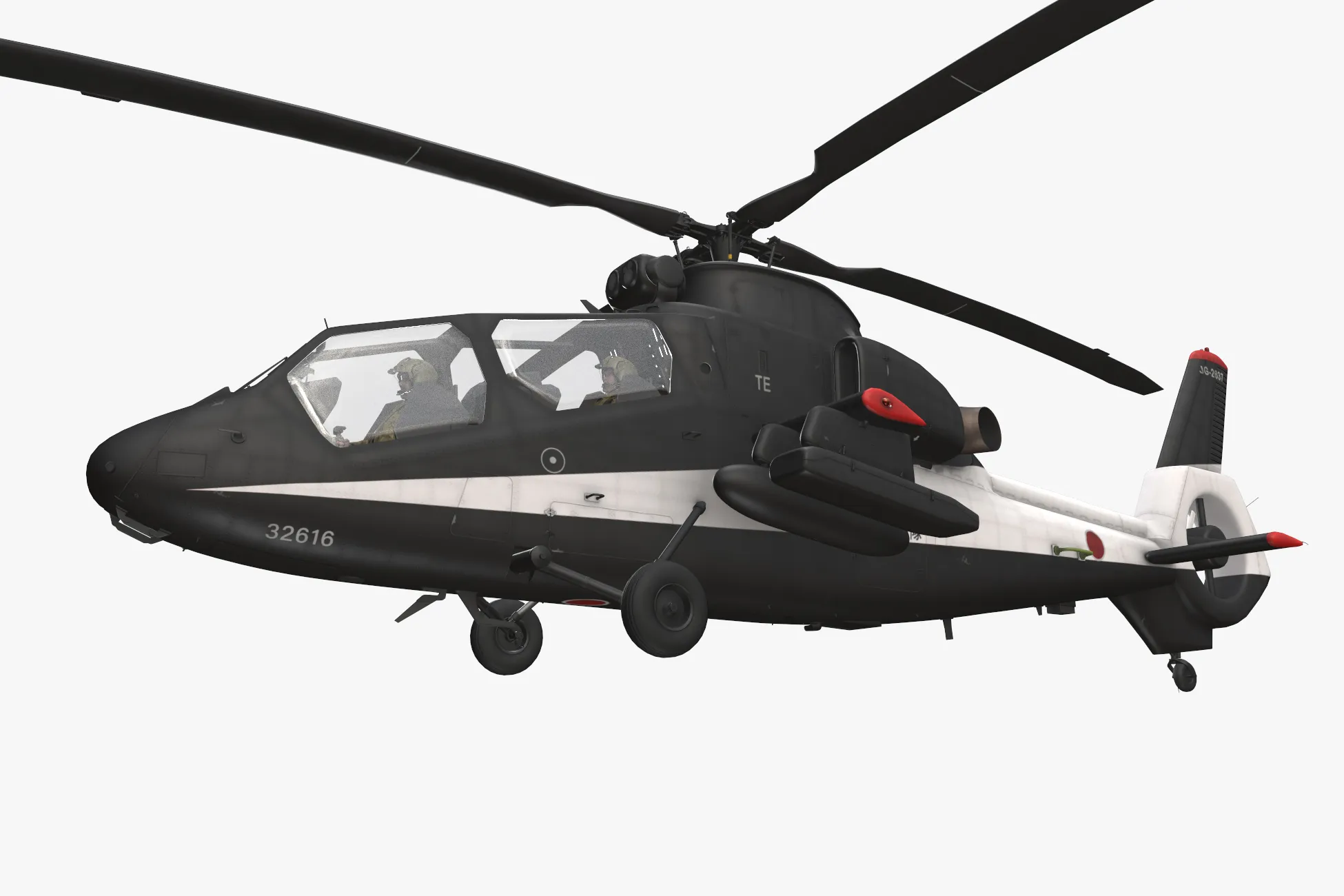 Helicopter OH-1 Ninja JGSDF Black Basic Animation --445-- 3D Model .c4d .max .obj .3ds .fbx .stl .blend 
