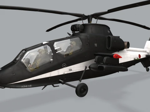 Helicopter OH-1 Ninja JGSDF Black Basic Animation --445-- 3D Model