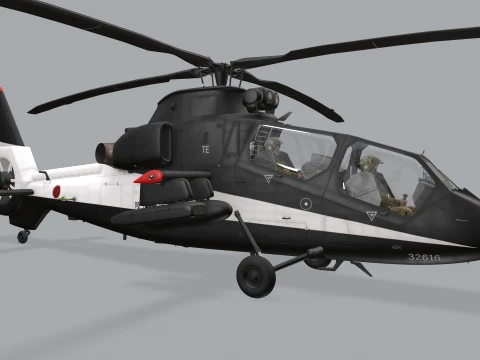 Helicopter OH-1 Ninja JGSDF Black Basic Animation --445-- 3D Model