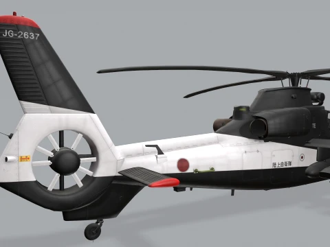 Helicopter OH-1 Ninja JGSDF Black Basic Animation --445-- 3D Model