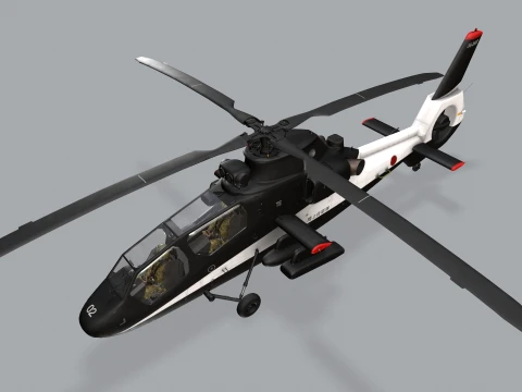 Helicopter OH-1 Ninja JGSDF Black Basic Animation --445-- 3D Model
